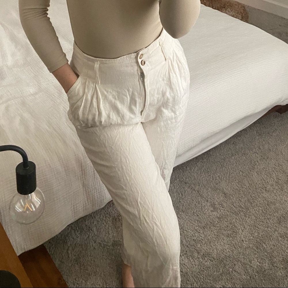 White linen pants